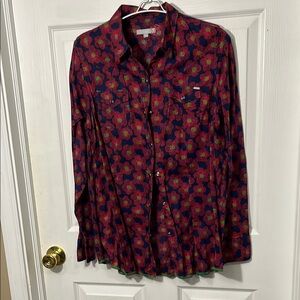 Tin Haul Red and Green Floral Button Down Shirt